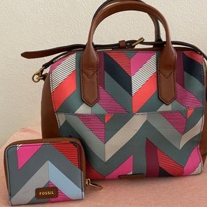 Fossil Chevron Satchel